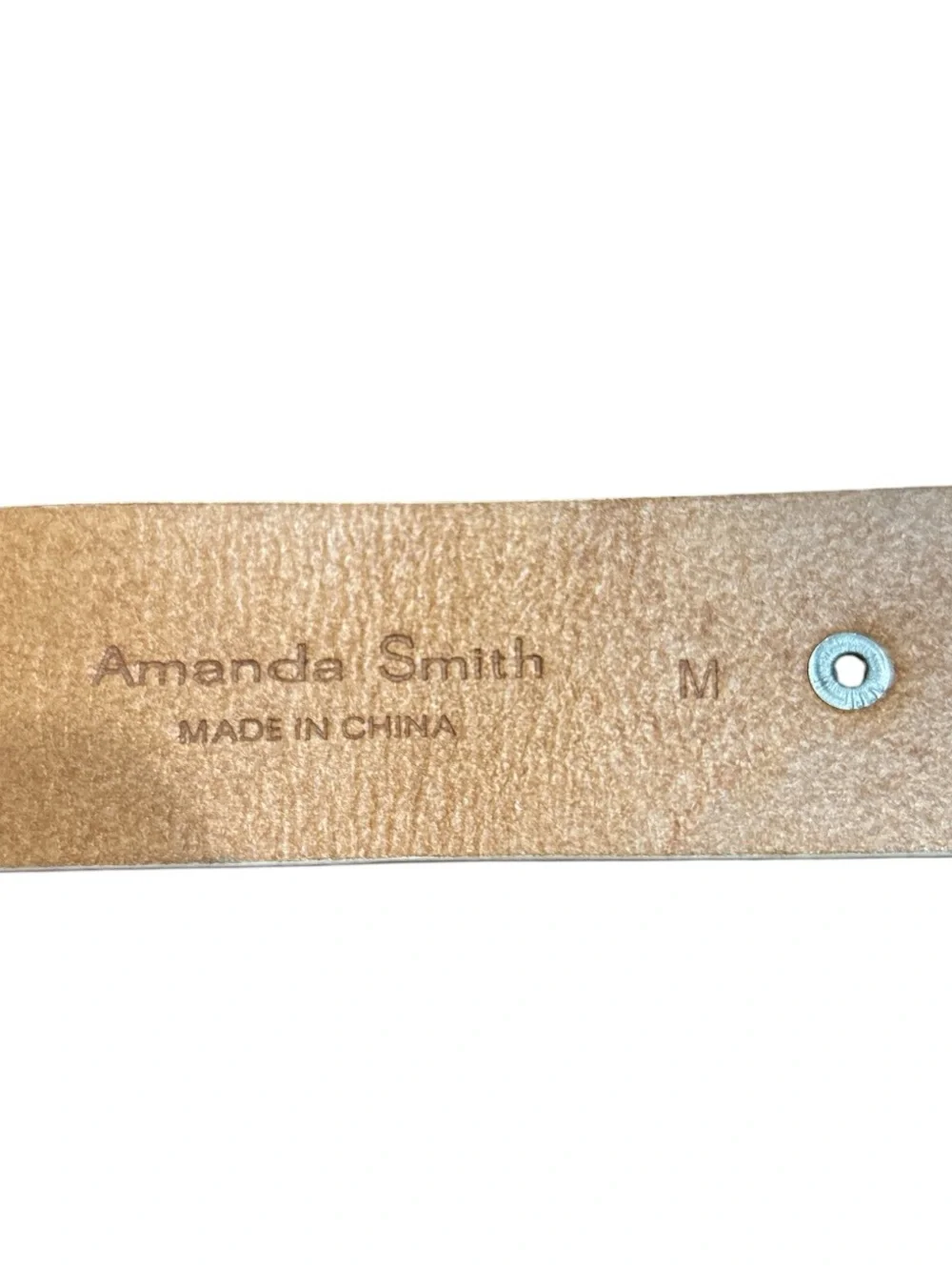 Amanda Smith Genuine Leather Decorative Studded Women's Belt Cream Rodeo Medium